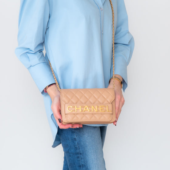 Chanel Beige Chain Wallet On Chain Bag