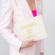  Chanel Cream Deauville Large Clutch Bag Chanel