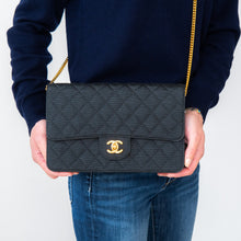  Chanel Vintage Classic Quilted Single Flap  Grosgrain Black Bag Chanel