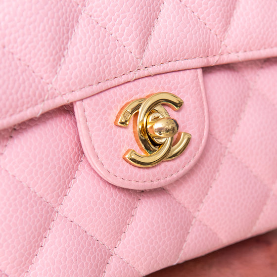 Chanel Mini Square Pink Caviar Leather Bag