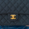 Chanel Vintage Classic Quilted Single Flap  Grosgrain Black Bag