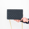 Chanel Vintage Classic Quilted Single Flap  Grosgrain Black Bag
