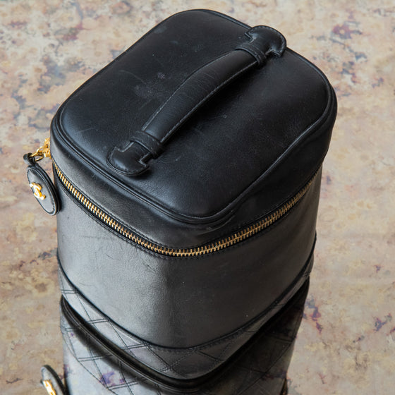 Chanel Black Leather Timeless Vanity Case