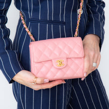  Chanel Mini Square Pink Caviar Leather Bag