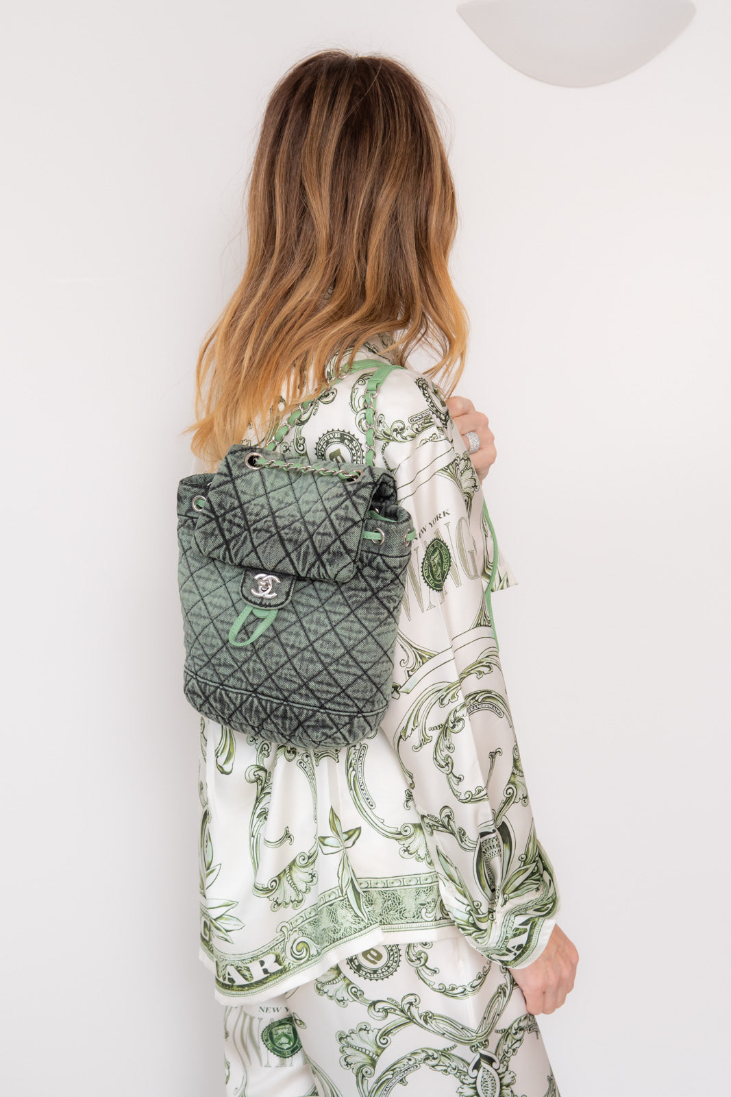 Chanel Green Denim Backpack - EVEYSPRELOVED