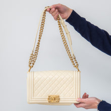  Chanel  Quilted Old Medium Ivory Boy Bag