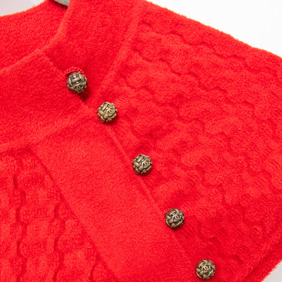 Chanel Red Boucle Knit Midi Dress