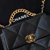 Chanel 19 Small Medium Black Goatskin Leather Flap Bag