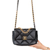 Chanel 19 Small Medium Black Goatskin Leather Flap Bag