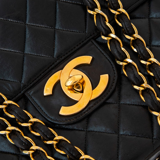 Chanel Vintage Black Single Flap Jumbo Bag