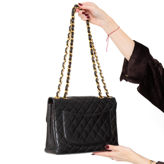 Chanel Vintage Black Single Flap Jumbo Bag