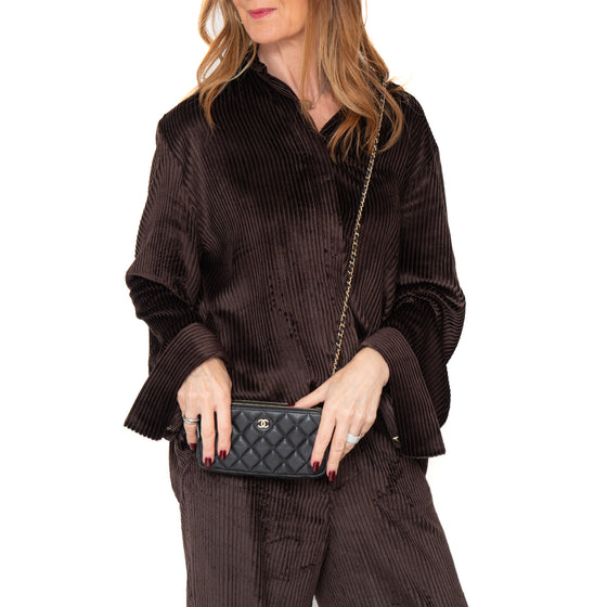 Chanel Black Caviar Leather Double Zip Crossbody Bag