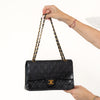 Chanel Medium Double Classic Flap Bag In Black Lambskin Leather With Gold Tone Hardware