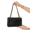 Chanel Medium Double Classic Flap Bag In Black Lambskin Leather With Gold Tone Hardware