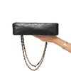 Chanel Medium Double Classic Flap Bag In Black Lambskin Leather With Gold Tone Hardware