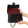 Chanel Medium Double Classic Flap Bag In Black Lambskin Leather With Gold Tone Hardware