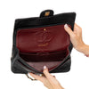Chanel Medium Double Classic Flap Bag In Black Lambskin Leather With Gold Tone Hardware