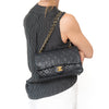 Chanel Medium Double Classic Flap Bag In Black Lambskin Leather With Gold Tone Hardware