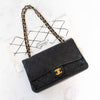 Chanel Medium Double Classic Flap Bag In Black Lambskin Leather With Gold Tone Hardware
