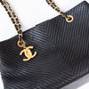 Chanel Black Micro Chevron Surpique Lambskin Leather Tote Bag