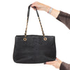 Chanel Black Micro Chevron Surpique Lambskin Leather Tote Bag