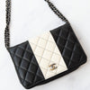 Chanel Black And  White Leather Wallet On Chain Bag