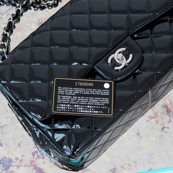 Chanel Jumbo Black Patent Double Flap Bag