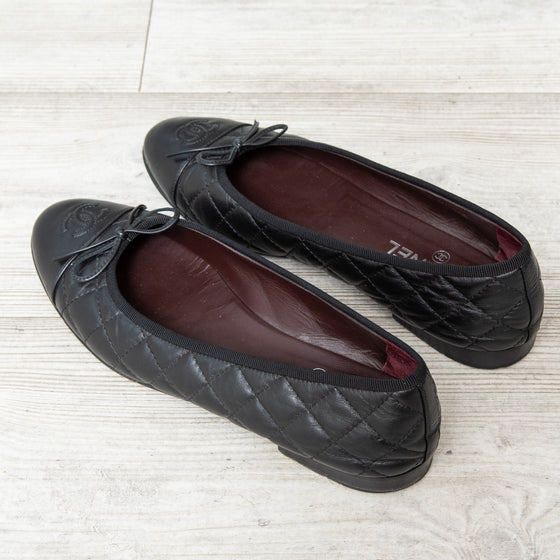 Chanel Black Quilted Ballet Shoes