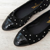 Chanel Black Suede And Simulated Pearl Ballet Shoes