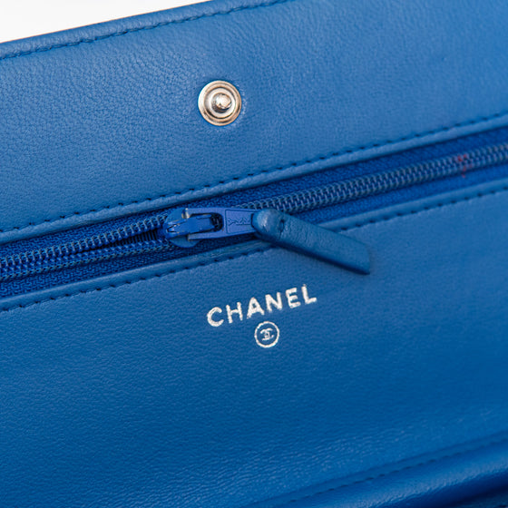 Chanel Blue Lambskin Leather Wallet On Chain Bag