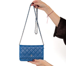  Chanel Blue Lambskin Leather Wallet On Chain Bag