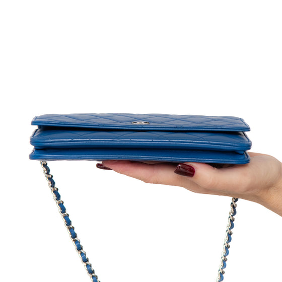 Chanel Blue Lambskin Leather Wallet On Chain Bag