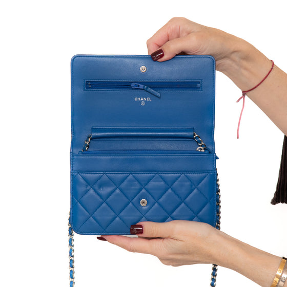 Chanel Blue Lambskin Leather Wallet On Chain Bag