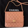 Chanel Dark Blush Leather Square Boy Wallet On Chain Flap Bag