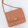 Chanel Dark Blush Leather Square Boy Wallet On Chain Flap Bag