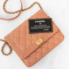 Chanel Dark Blush Leather Square Boy Wallet On Chain Flap Bag