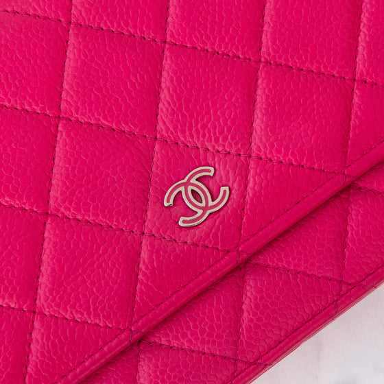Chanel Pink Caviar Leather Wallet On Chain Bag