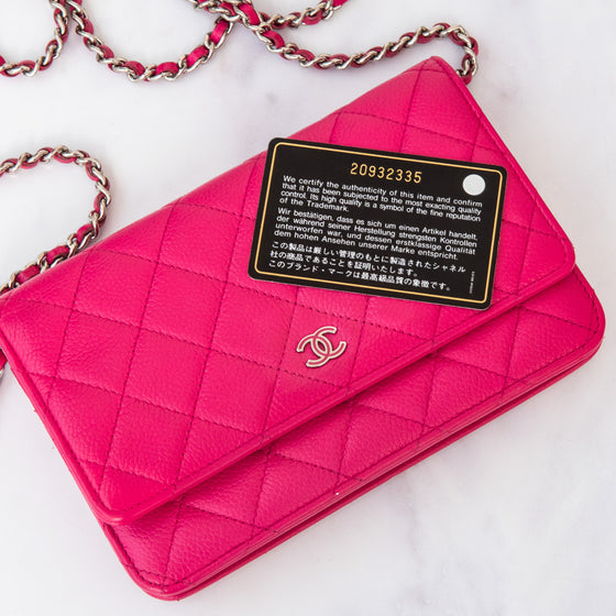 Chanel Pink Caviar Leather Wallet On Chain Bag
