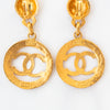 Chanel CC Gold Round Drop Clip On Drop Earrings