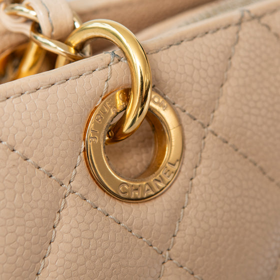 Chanel Beige Caviar Leather Petite Timeless Shopper Tote Bag