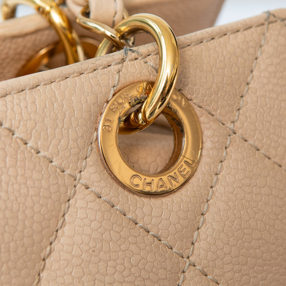 Chanel Beige Caviar Leather Petite Timeless Shopper Tote Bag
