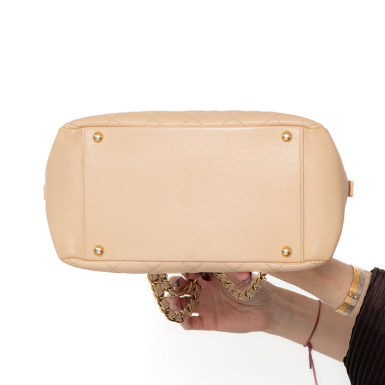 Chanel Beige Caviar Leather Petite Timeless Shopper Tote Bag