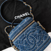 Chanel Quilted Dark Blue Denim Small Vanity Case Bag
