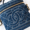 Chanel Quilted Dark Blue Denim Small Vanity Case Bag