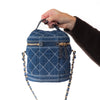 Chanel Quilted Dark Blue Denim Small Vanity Case Bag