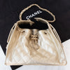 Chanel 25 Small Metallic Gold Caviar Leather Hobo Bag