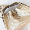 Chanel 25 Small Metallic Gold Caviar Leather Hobo Bag