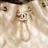 Chanel 25 Small Metallic Gold Caviar Leather Hobo Bag