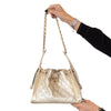Chanel 25 Small Metallic Gold Caviar Leather Hobo Bag