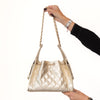 Chanel 25 Small Metallic Gold Caviar Leather Hobo Bag